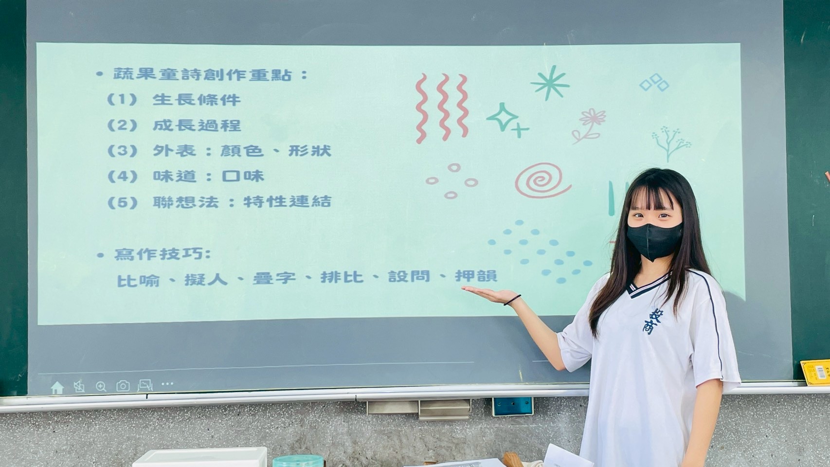 同學進行蔬果詩創作要點及技巧說明