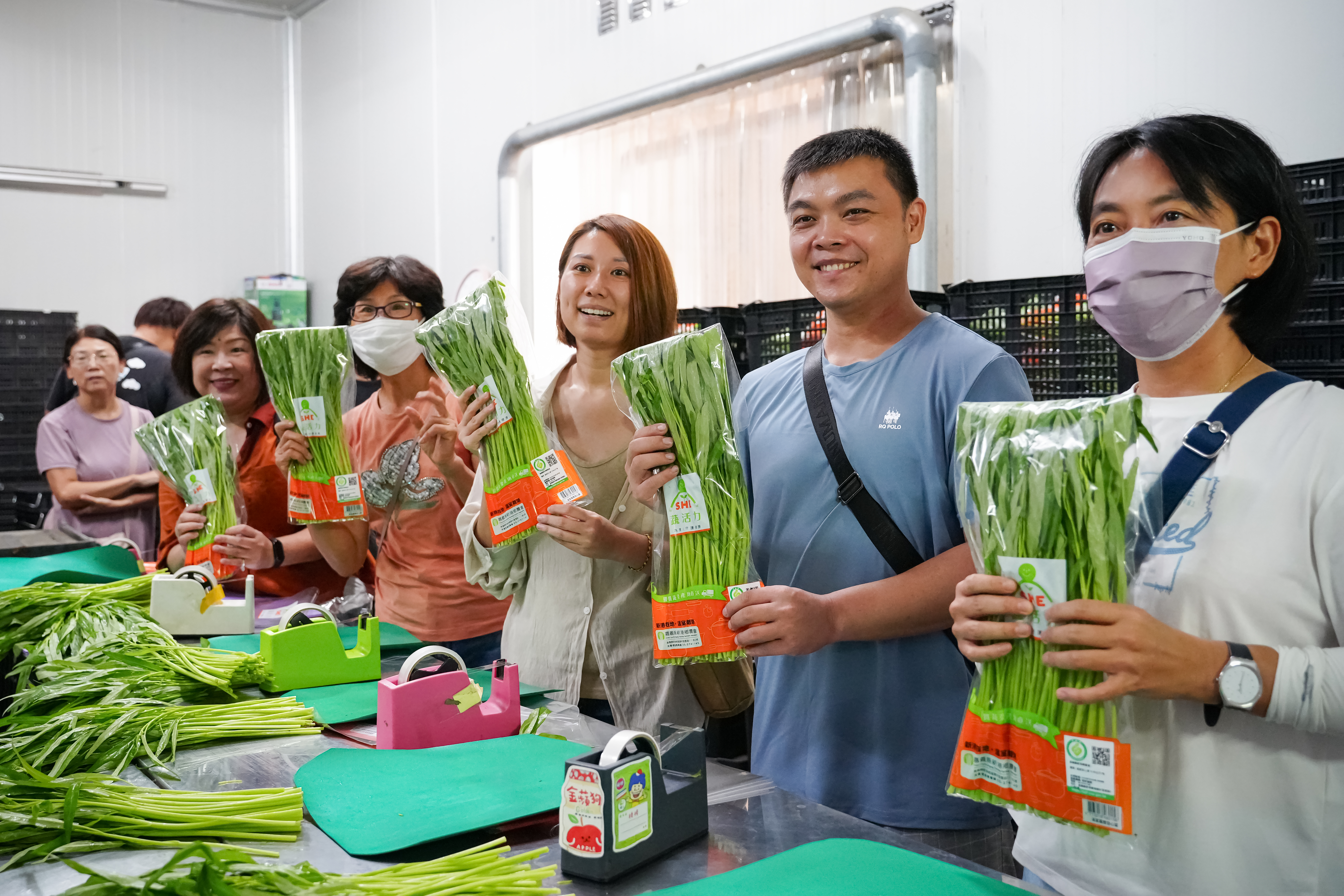 手工包裝空心菜