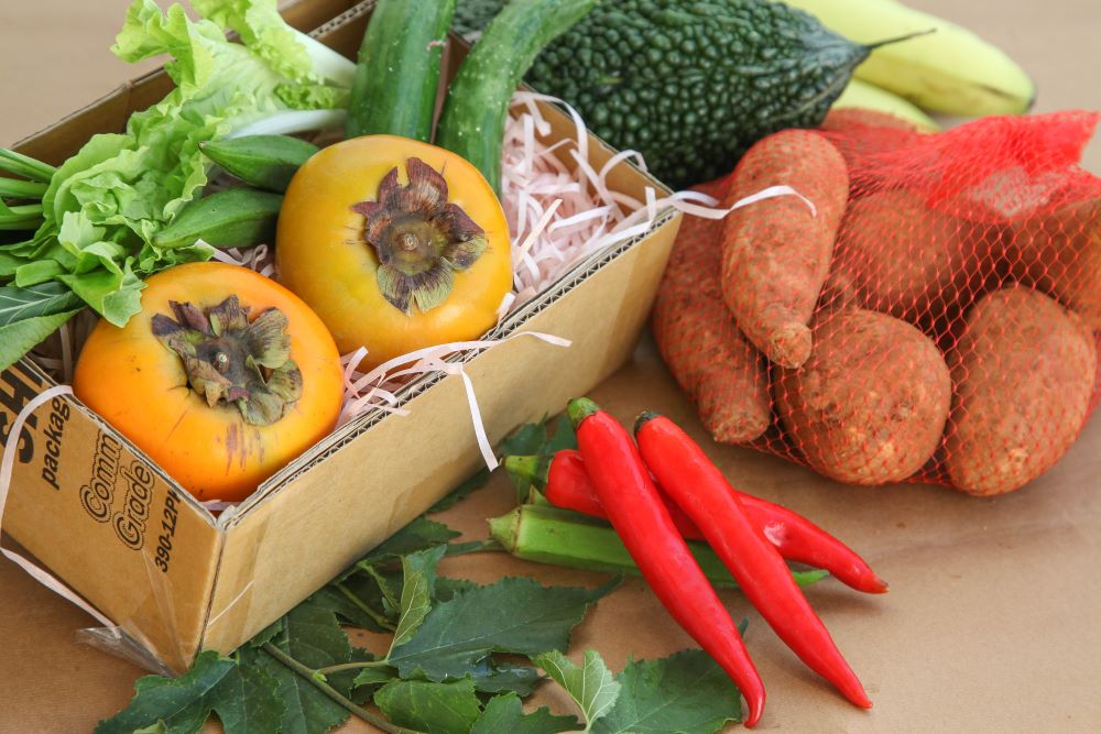 農民直銷站裡各種新鮮蔬果。